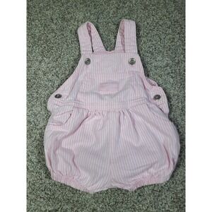 OshKosh B'Gosh Vintage Pink Striped Bubble Shortalls - Vestbak 6M? RARE
